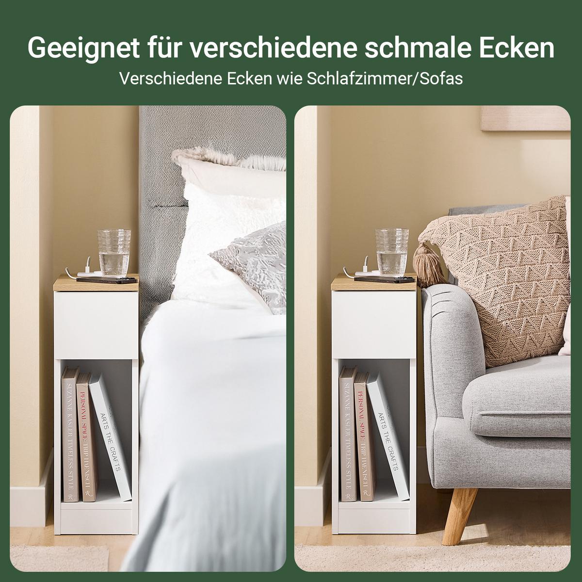 NACHTTISCH 2er Set, Beistelltisch Weiß 20x35x60 cm - Weiß, Holzwerkstoff (20/60/35cm) - SoBuy