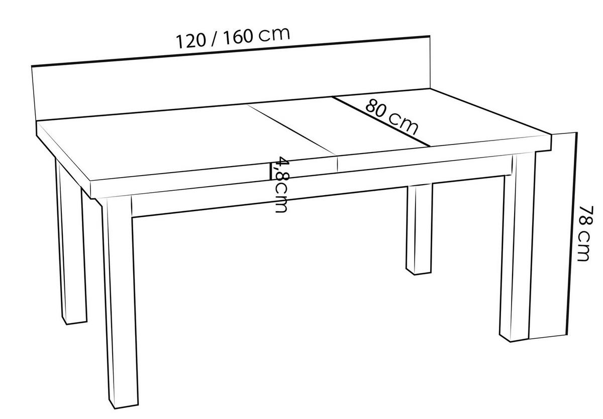 ESSTISCH Gemini rechteckig ausziehbar, Wotan Eiche 120-160/80/78 cm - Kastanienfarben/Schwarz, Holz/Holzwerkstoff (80/160/78cm) - WFL GROUP