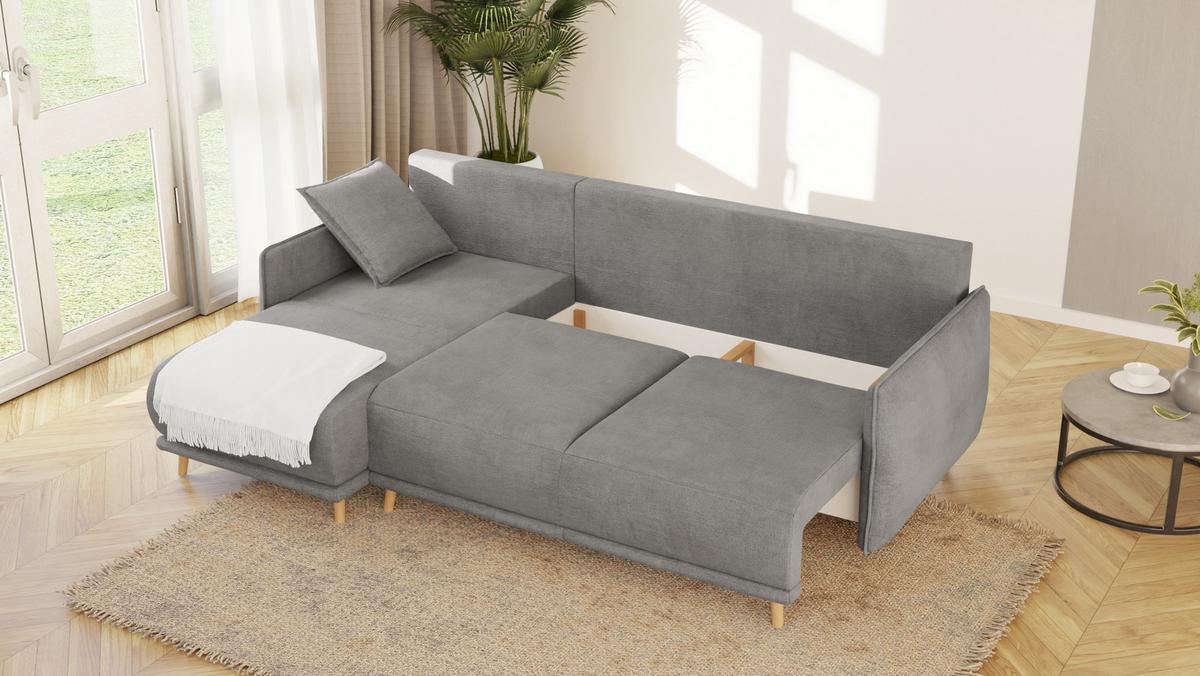ECKSOFA Chroma Grau Luxusmicrofaser - Braun/Grau, Holz/Textil (238/170cm) - S-Style