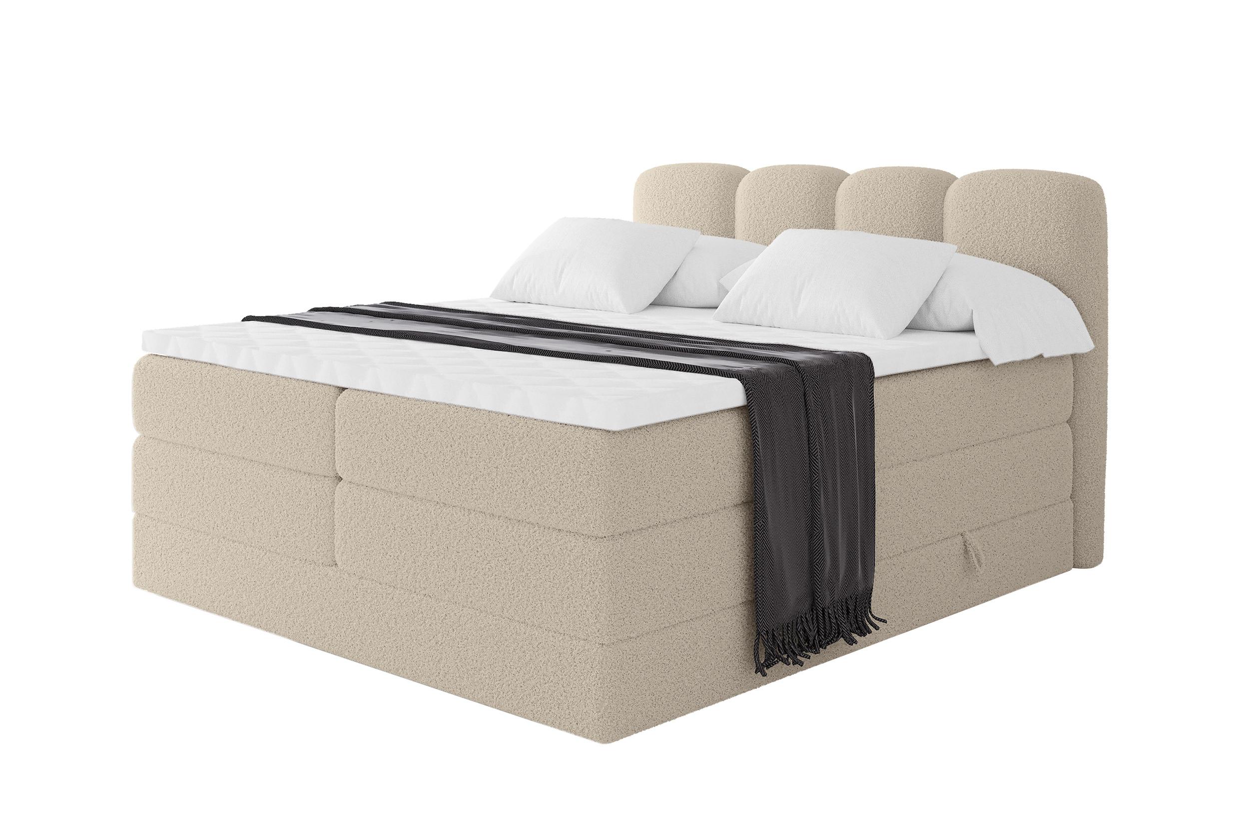 BOXSPRINGBETT mit Matratze H3/H4 - NINA KING - 180x200 cm Dunkelbeige - Baltimorefarben, Holzwerkstoff (180/200cm) - ALTDECOR