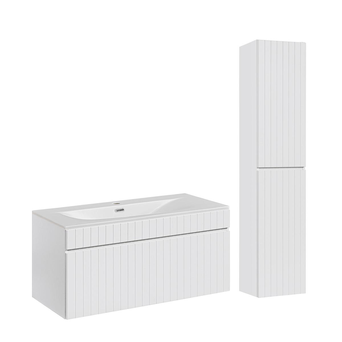 BADMÖBEL 100cm Zelie 2er-Set Weiß - Weiß, Holzwerkstoff (100/46/45cm) - Petits-meubles