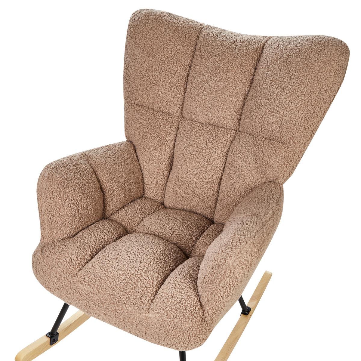 SCHAUKELSESSEL Bouclé Sandbeige Oulu - Sandfarben/Hellbraun, Textil (71/104/83cm) - Beliani