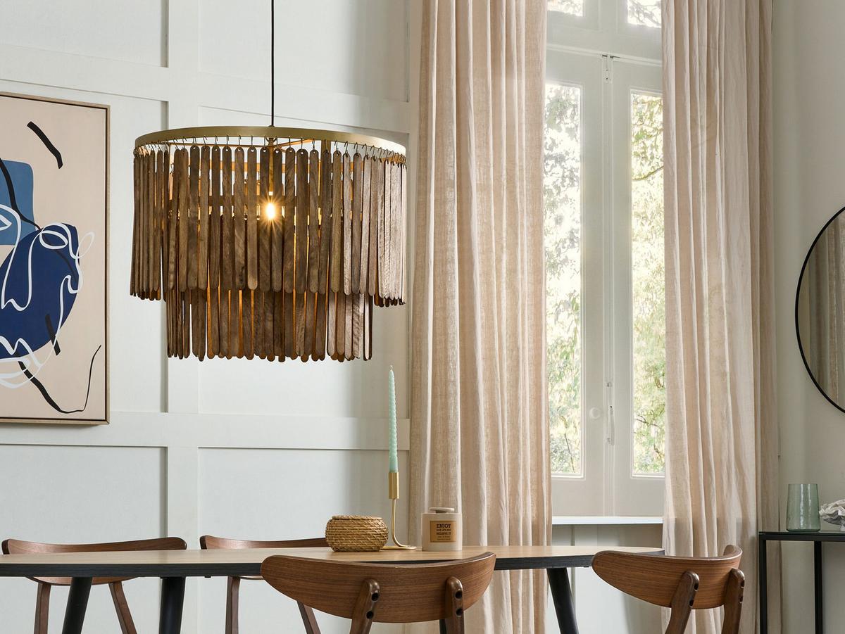 HÄNGELEUCHTE Kaveri 60/60/146 cm - Dunkelbraun, Holz (60/60/146cm) - Beliani