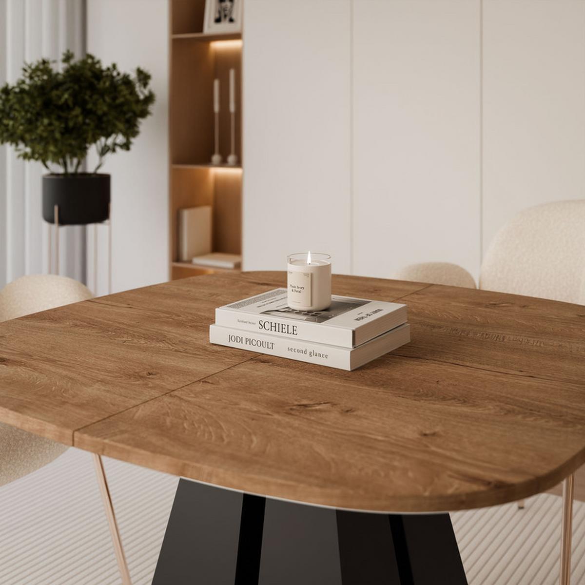 AUSZIEHTISCH ZELO 120/60/76 cm, Schwarz / Lefkas-Eiche - Schwarz/Eiche San Remo, Holzwerkstoff/Metall (60/120/76cm) - Idohome