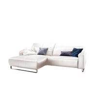 ECKSOFA YORK Ecru Leder - Ecru/Silberfarben, Leder (284/180cm) - KAWOLA