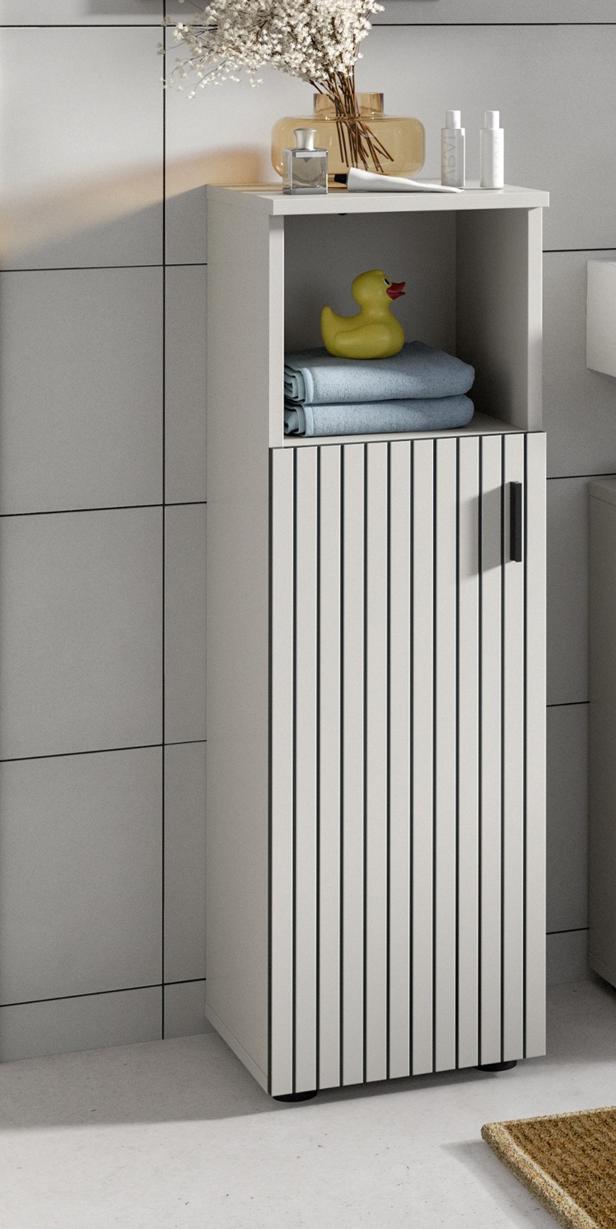 KOMMODE kaschmir 30 x 95 cm, Badschrank Türanschlag wechselbar - Kaschmir/Schwarz, Holzwerkstoff/Kunststoff (30/95/30cm) - Inn.Furn