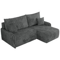 ECKSCHLAFSOFA ARPA L Dunkelgrau Cord - rechts - Dunkelgrau/Schwarz, Kunststoff/Textil (150/198cm) - MKS