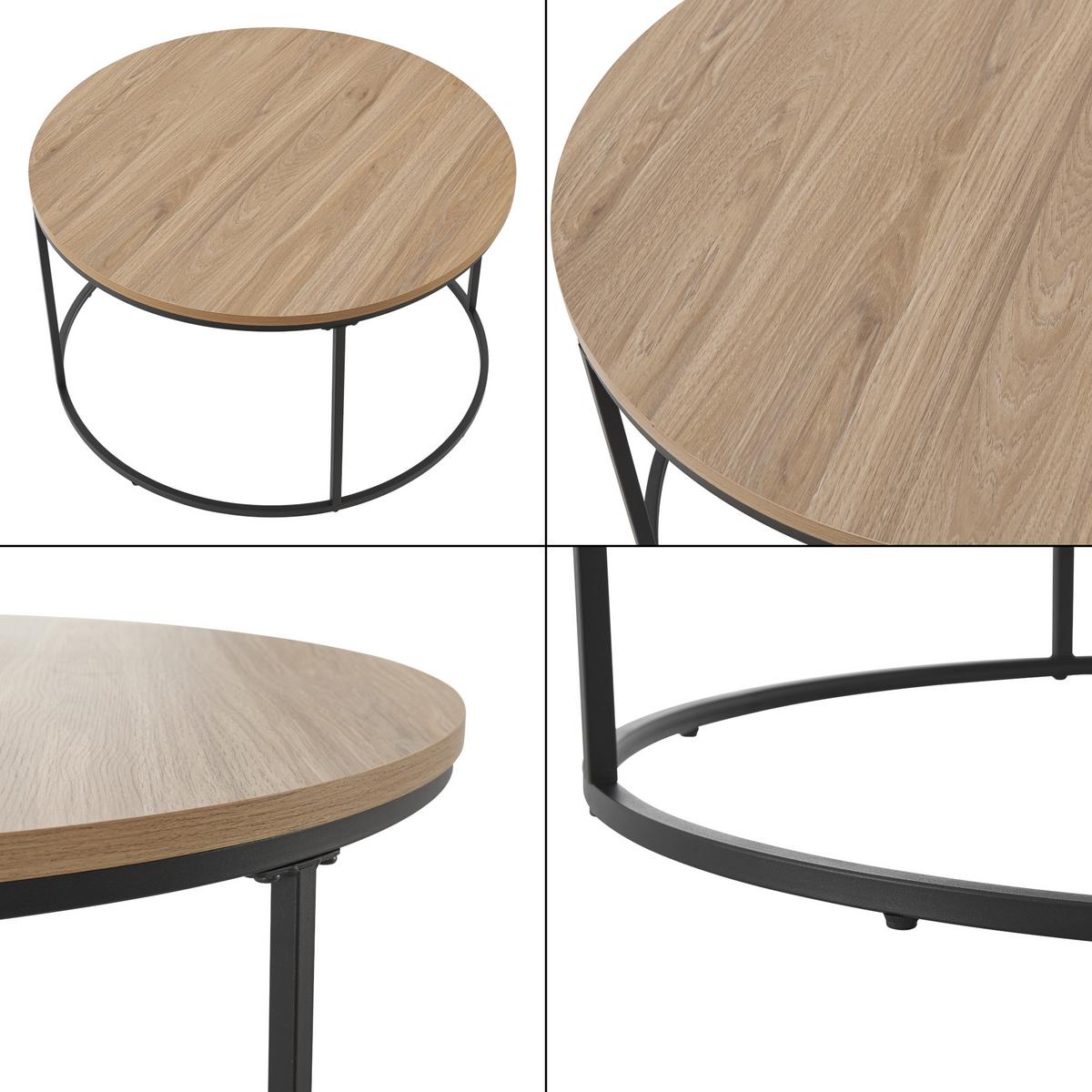 COUCHTISCH Kuhmoinen 45/80 cm - Schwarz/Braun, Holzwerkstoff/Metall (80/80/45cm) - [en.casa]