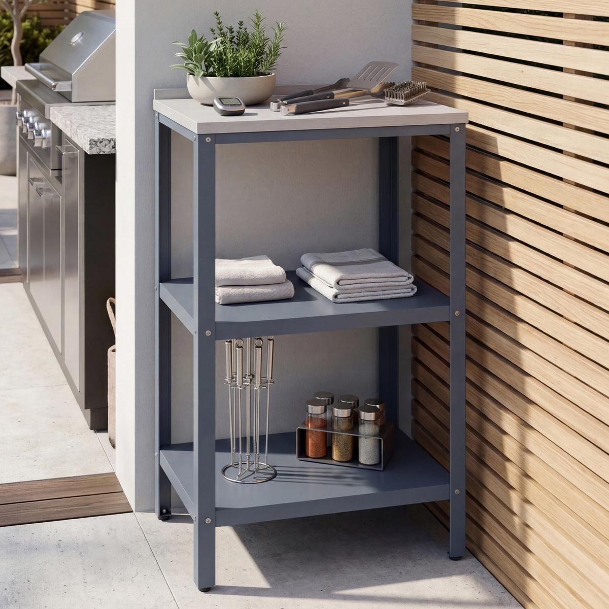 GARTENREGAL Bolognano - Dunkelgrau, Metall (50/92/50cm) - casa.pro