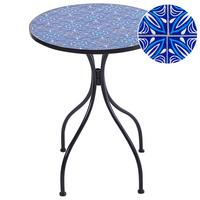GARTENTISCH Keramik Schwarz Cigliano - Blau/Schwarz, Metall (75/60/60cm) - Beliani