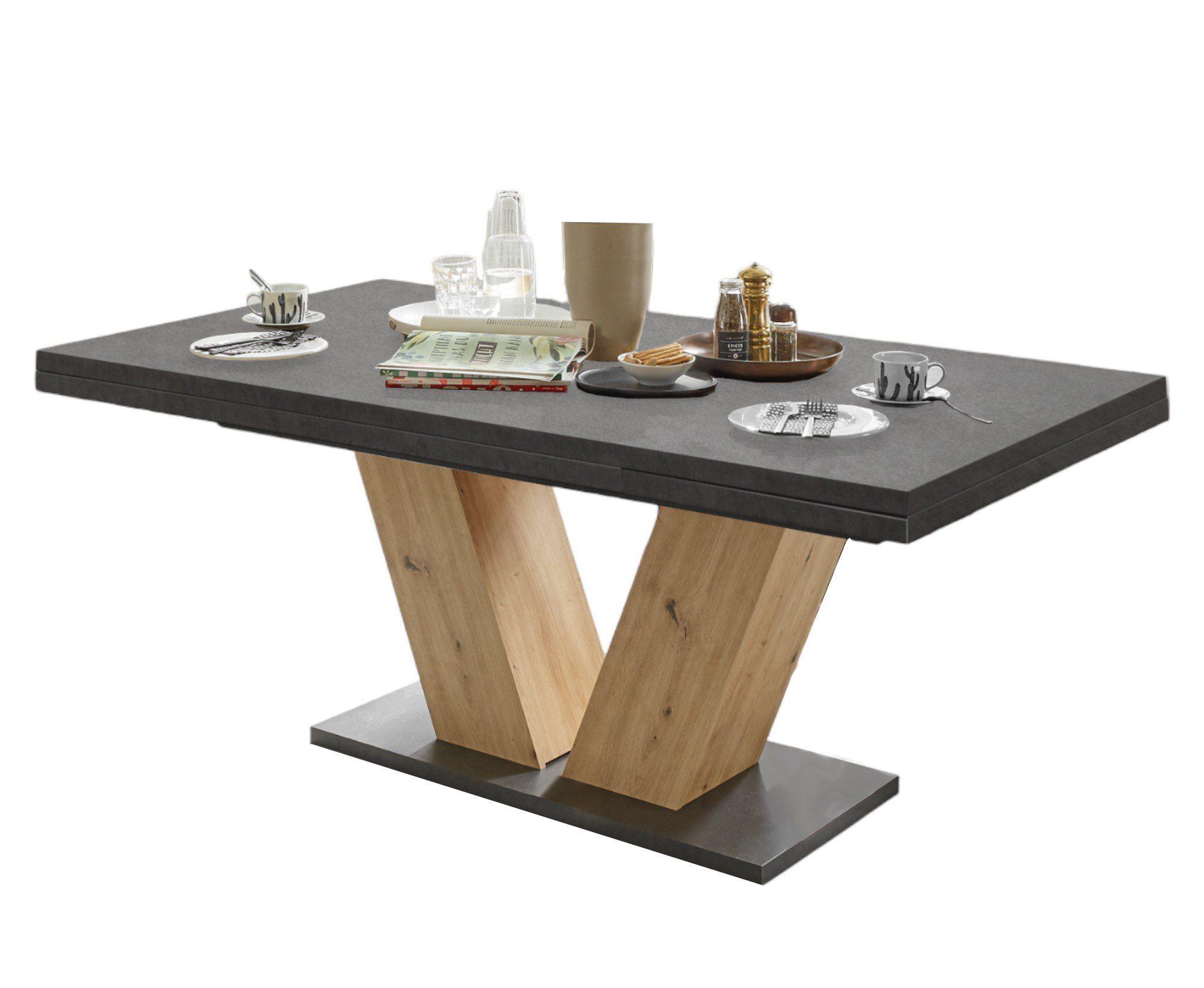 ESSTISCH ausziehbar Elena 160x90x76 Asteiche/Graphit - Grau, Holzwerkstoff (160/90/76cm) - 58aufmkessel