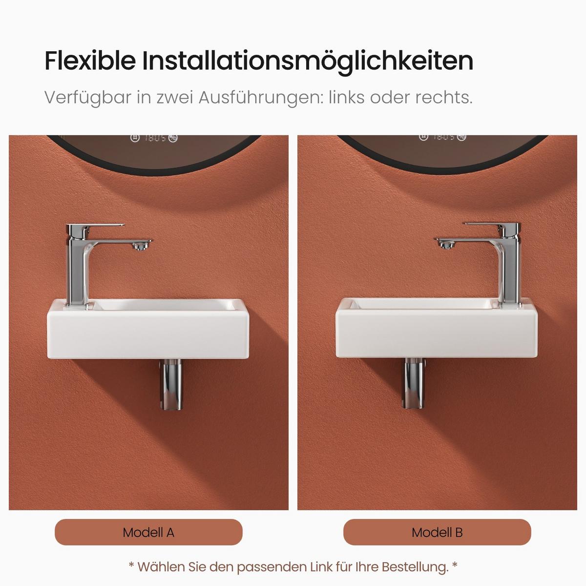 HANDWASCHBECKEN mit Hahnloch rechts Glänzend Weiß 37 / 17,8 / 9,5 cm - Weiß Hochglanz, Keramik (37/9.5/17.8cm) - EMKE