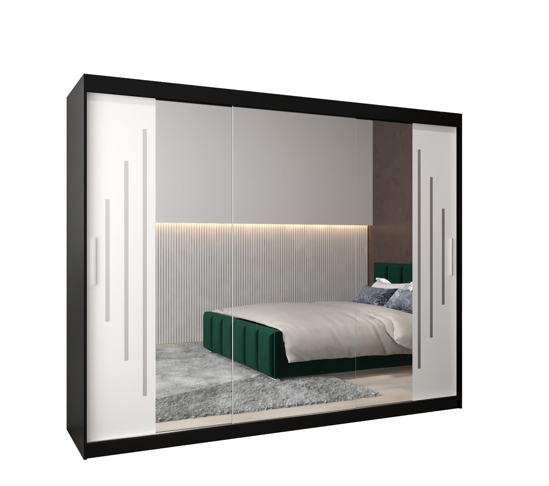 SCHWEBETÜRENSCHRANK 200/250/62 3-türig - Silberfarben/Schwarz, Holz/Kunststoff (250/200/62cm) - Abiks Möbel