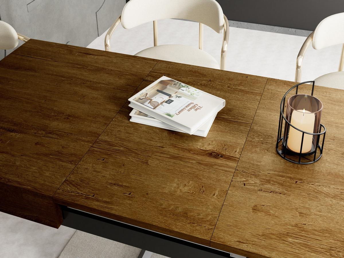 COUCHTISCH Cavetta X höhenverstellbar ausziehbar, Lefkas Eiche 120-200/80/27-76 cm - Alteiche/Schwarz, Holzwerkstoff/Metall (80/120/76cm) - WFL GROUP
