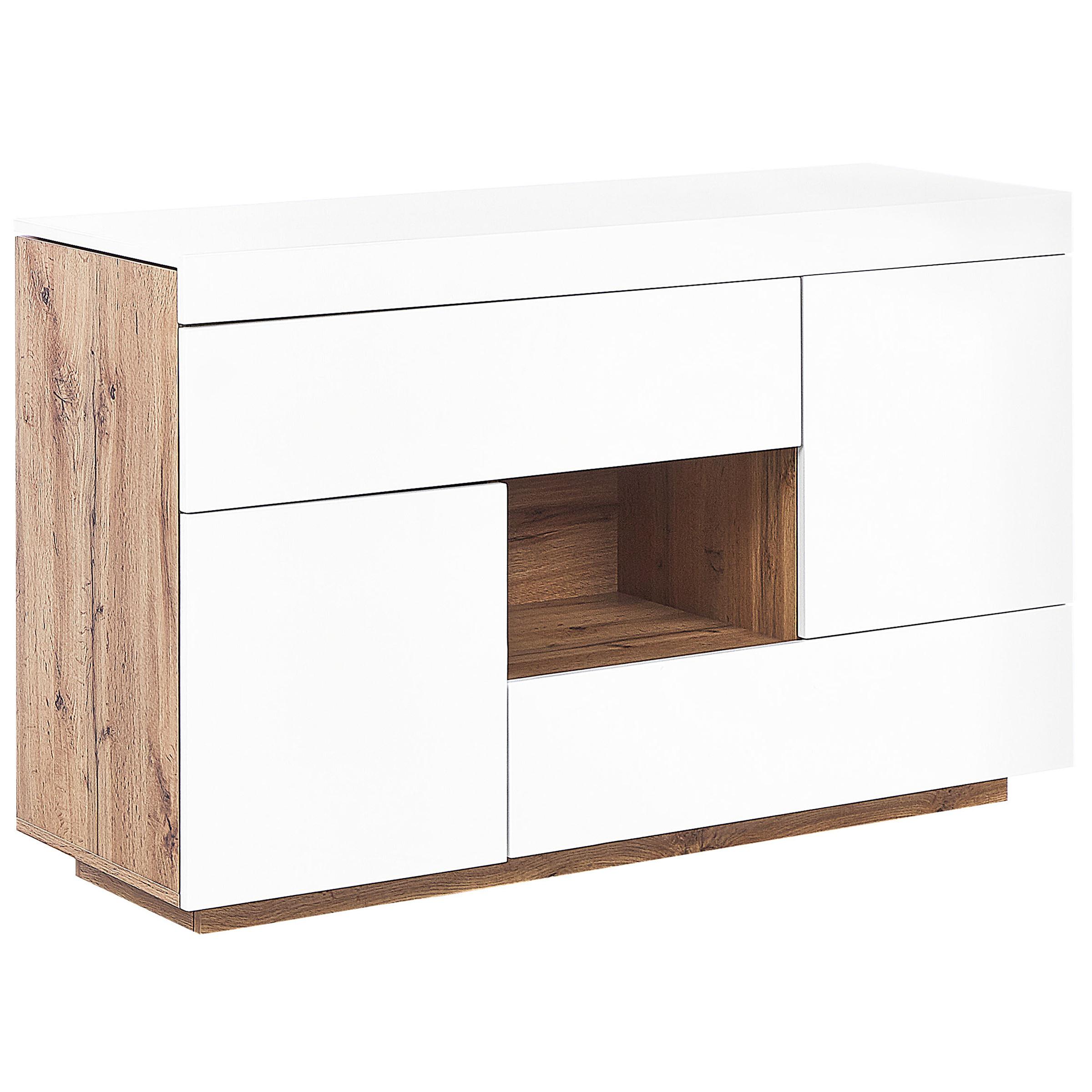 SCHREIBTISCHKOMBINATION Weiß 120/42/77 cm Goran - Weiß, Holzwerkstoff (120/60/77cm) - Beliani