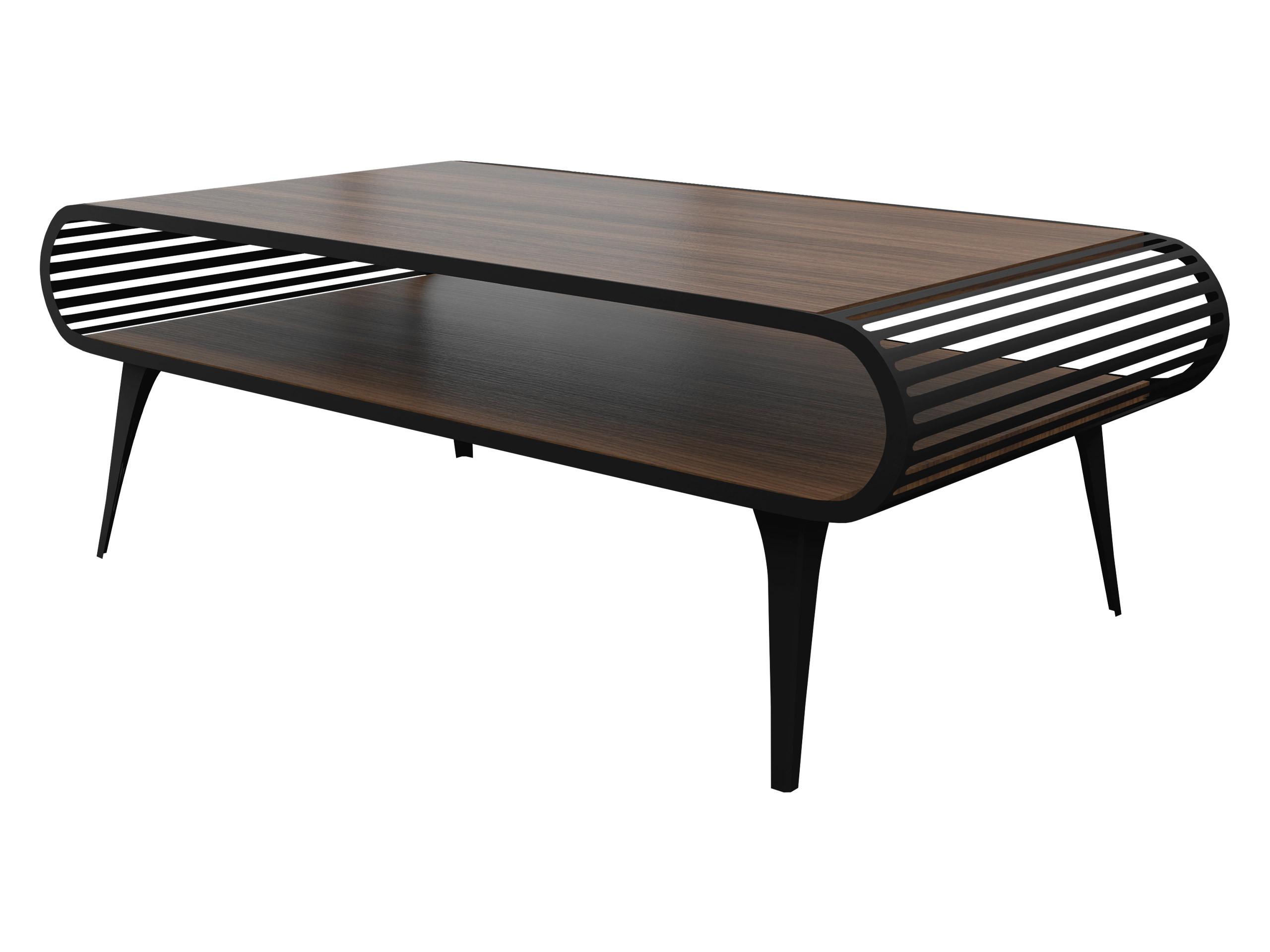 COUCHTISCH Aristo - Nussbaumfarben/Schwarz, Holzwerkstoff/Metall (60/120/44cm) - MIRJAN24