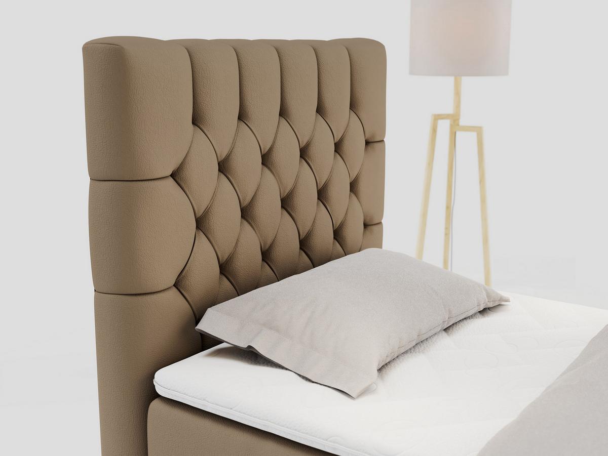 BOXBETT PERA 90/200 Braun Kunstleder - H3 - Links Seite - Braun, Holz/Textil (90/200cm) - MKS