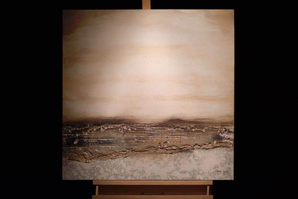 ÖLGEMÄLDE 80/80 cm - Silberfarben/Kupferfarben, Holz/Textil (80/80cm) - KUNSTLOFT