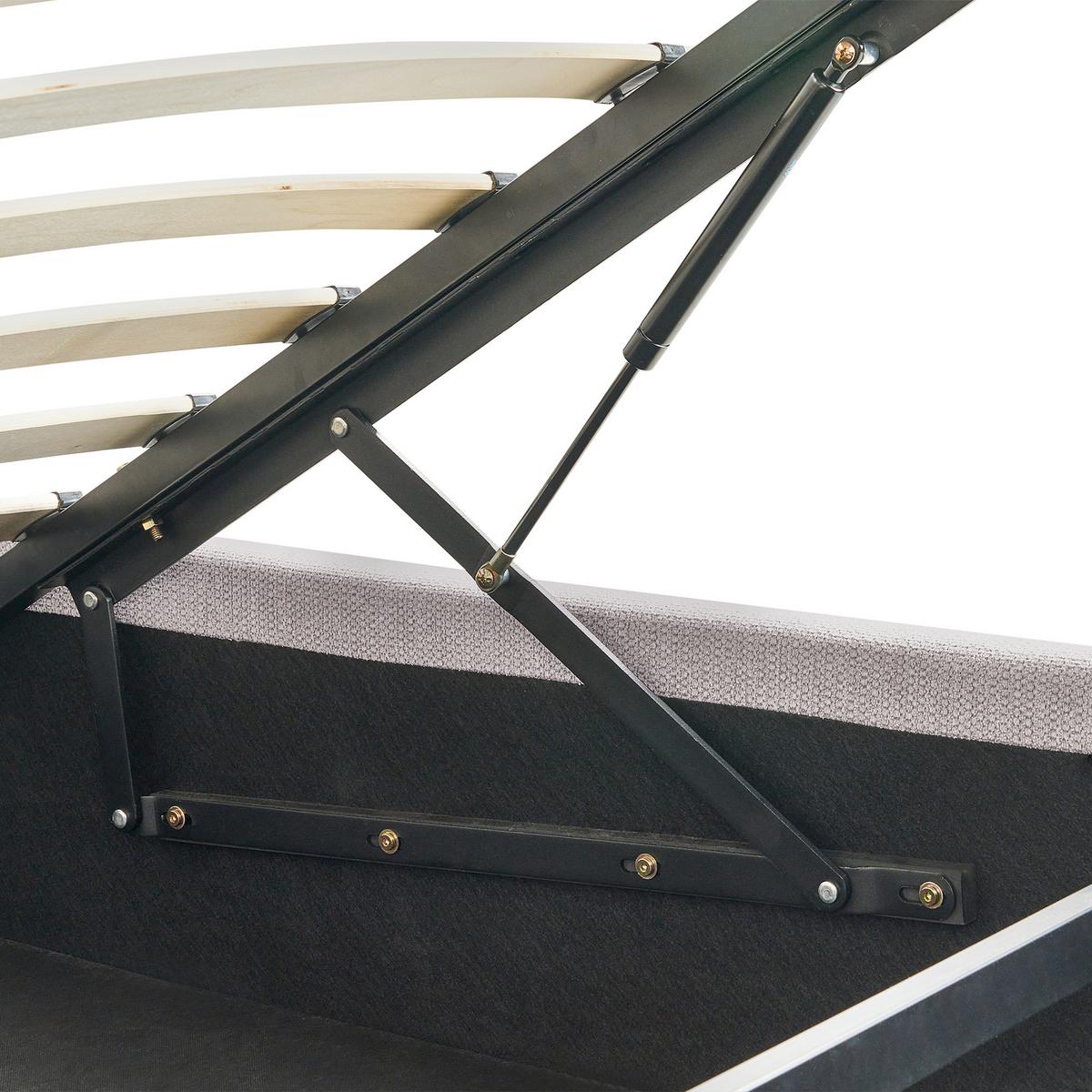 BETT mit Stauraum 140/200 cm Kunstleinen Hellgrau Bonifacio - Hellgrau, Textil (140/200cm) - Beliani
