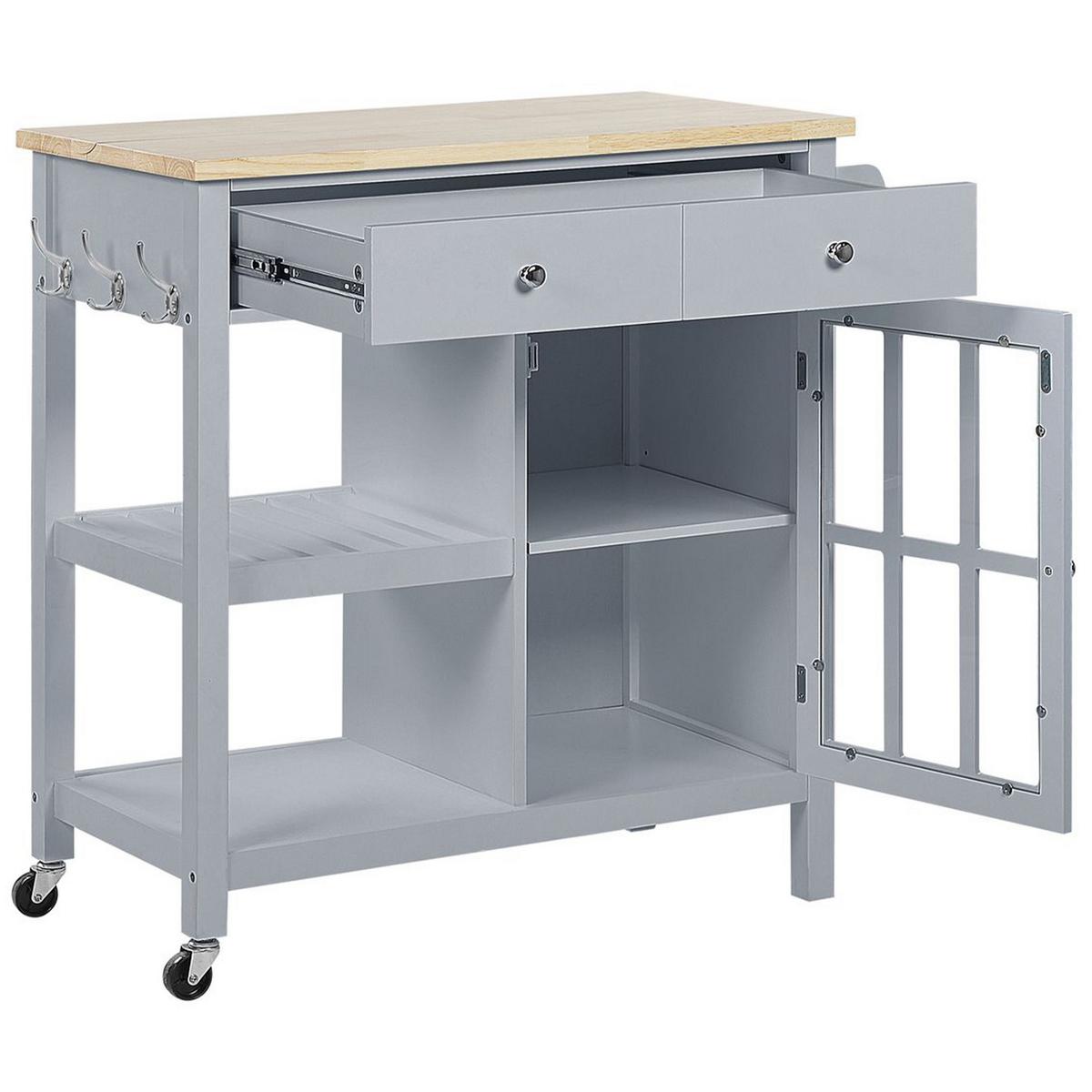 SERVIERWAGEN Grau Genoa - Dunkelgrau/Braun, Holzwerkstoff (80/88/43cm) - Beliani