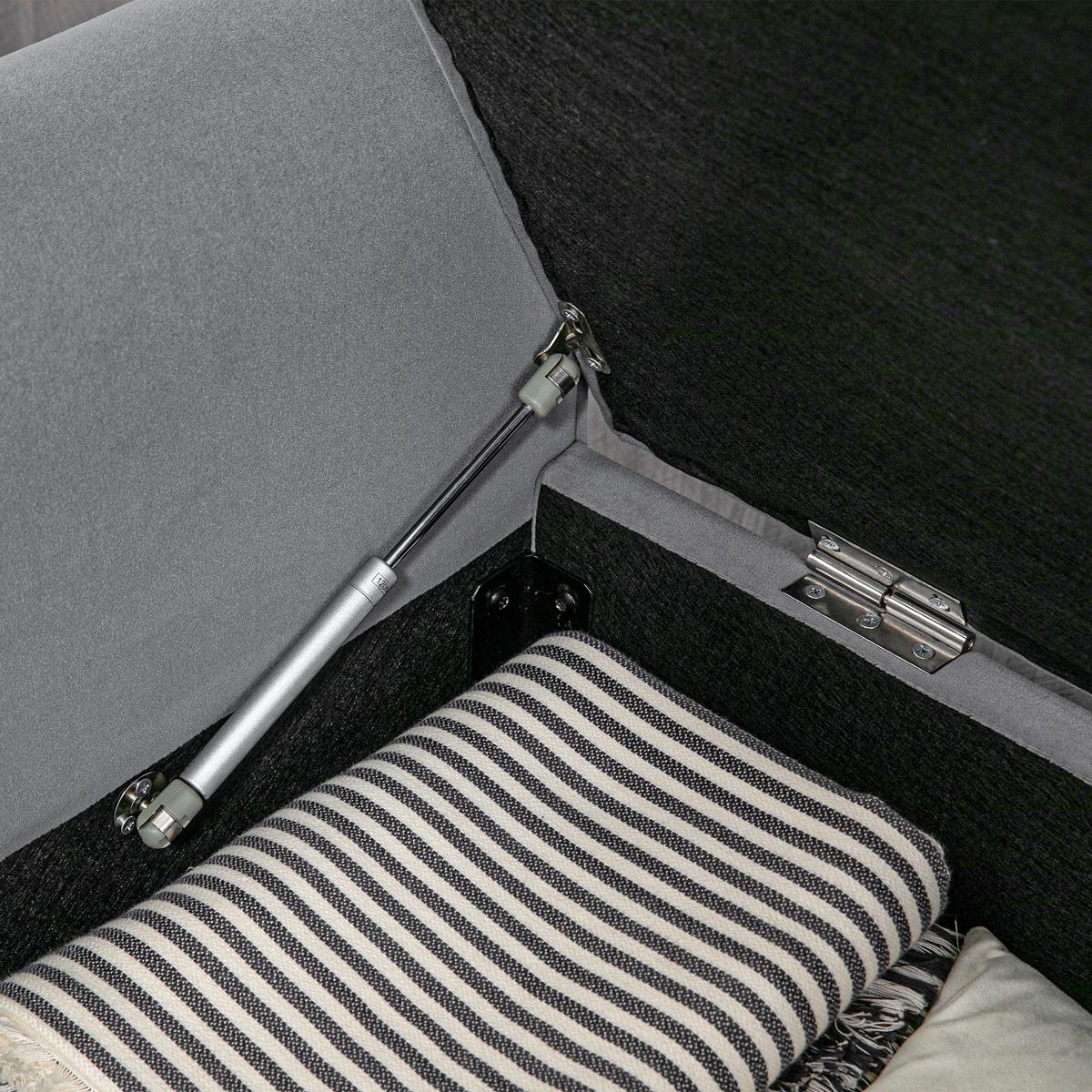 TRUHENBANK Samtoptik, Grau - Grau, Kunststoff (48.5/57/126cm) - HOMCOM