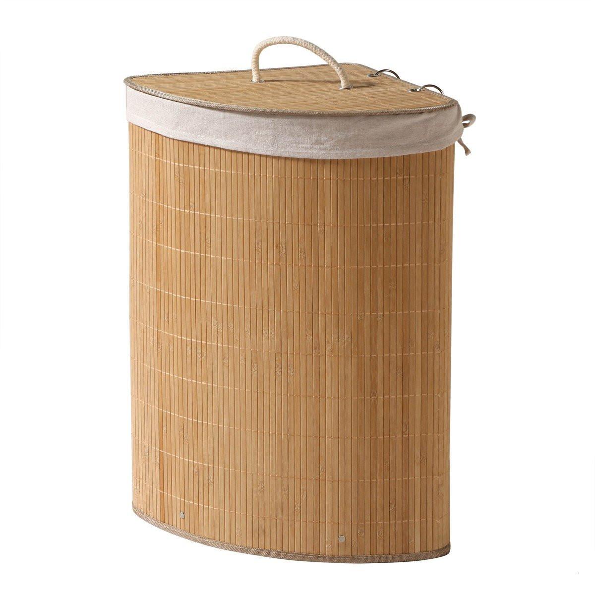 ECK-WÄSCHEKORB aus bambus 35/35/60 cm - Eschefarben, Holzwerkstoff (35/60/38cm) - Calicosy