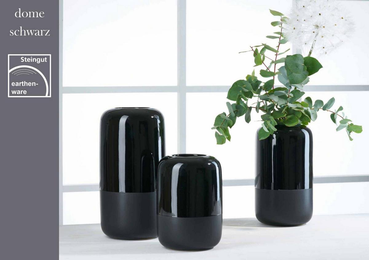 VASE Dome Schwarz 20 cm - Schwarz, Keramik (20cm) - Ritzenhoff Breker