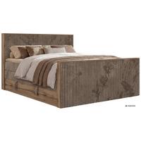 BOXSPRINGBETT WOOD KING DUO 160/200 - Braun Cord - Topper Visco - H4 - Schwarz/Braun, Kunststoff/Textil (160/200cm) - MKS