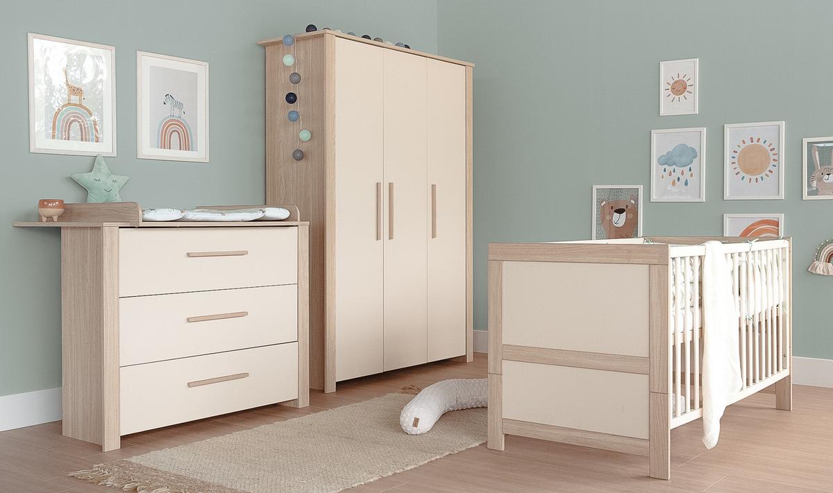 KLEIDERSCHRANK Momo 3-türig - Kaschmir, Holz/Holzwerkstoff (118/190/52cm) - Roba