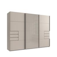 SCHWEBETÜRENSCHRANK 3-türig B270/H208/64 cm, Beige Grau, Mitteltür Glas, Kleiderschrank mit Schubladen & Vollausstattung, / 22616 - Beige, Holzwerkstoff/Metall (270/208/64cm) - luma-home