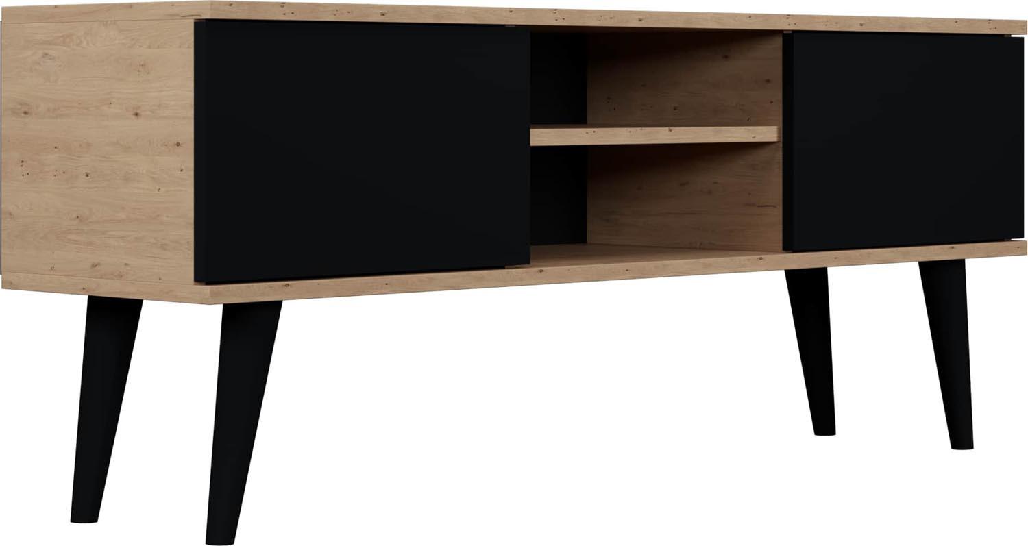 TV-LOWBOARD Micky in Artisan Eiche & Schwarz 120/55/35 cm - Eiche Artisan, Holzwerkstoff (120/55.2/35cm) - WFL GROUP