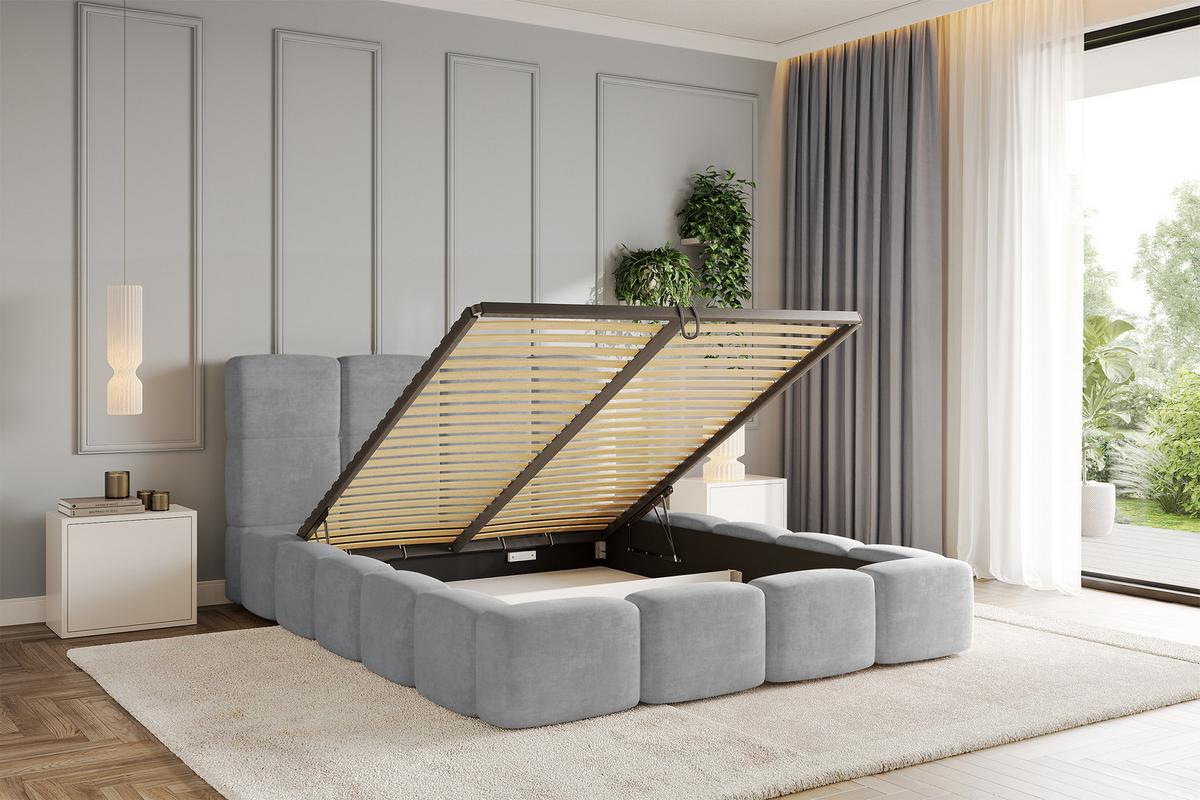 POLSTERBETT mit Bettkasten und Lattenrost, Bett mit Kopfteil, Boxbett ohne Matratze, Doppelbett mit Stauraum - NATA 120x200 Grau - Anthrazit, Holzwerkstoff/Textil (120/200cm) - ALTDECOR