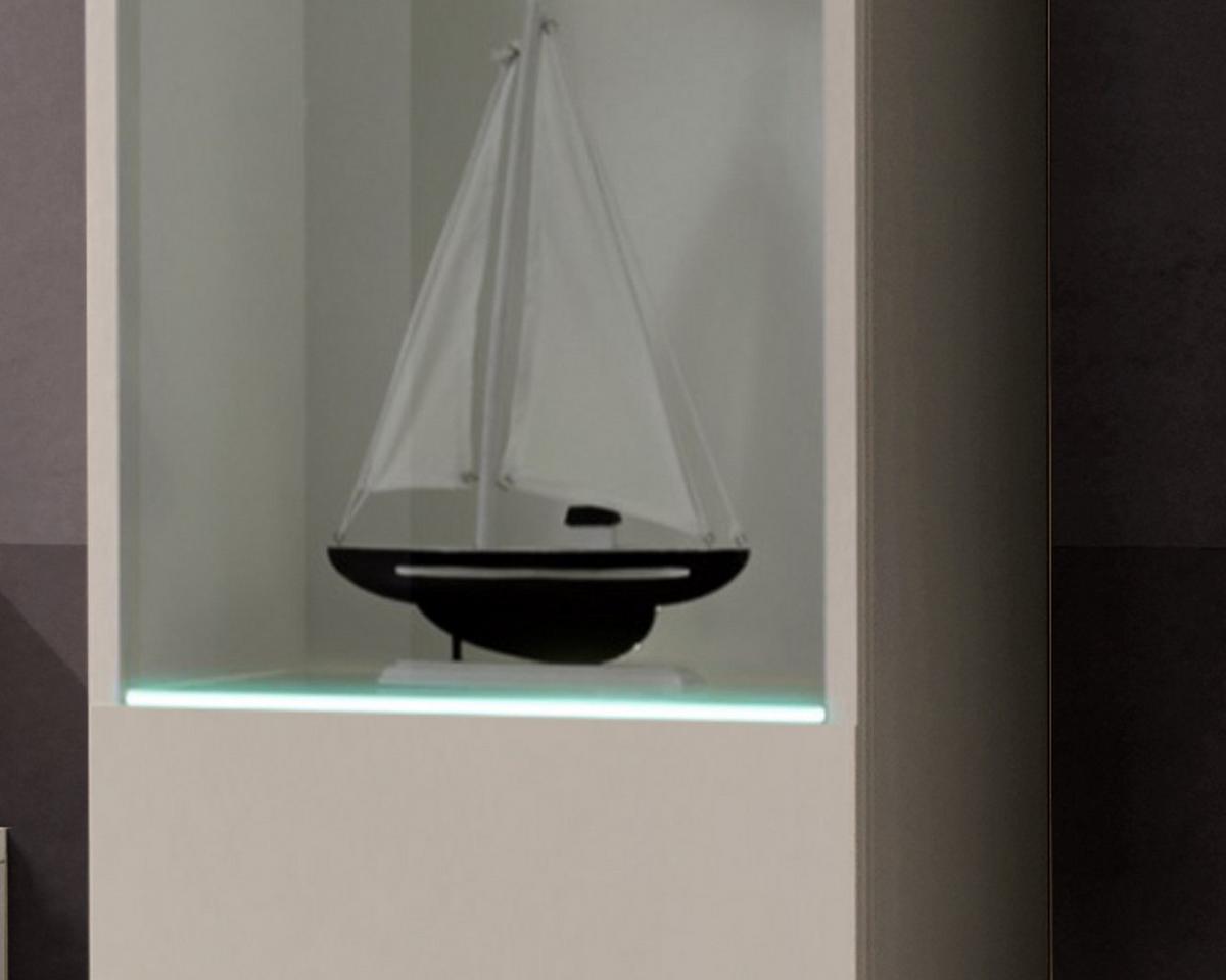 WOHNWAND Kaschmir 4-teilig 260 cm hängend, Schrankwand mit LED und Push-to-Open - Kaschmir, Glas/Holzwerkstoff (260/170/40cm) - Inn.Furn