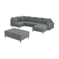 WOHNLANDSCHAFT inkl. Hocker Henrik Grau Boucle - Braun/Grau, Holz/Textil (310/81/161cm) - S-Style Möbel