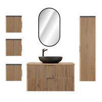 BADMÖBEL 100.6cm Gaia 2er-Set Holz in Eichenoptik und Schwarz - Braun, Holzwerkstoff (100.6/59/46cm) - Petits-meubles