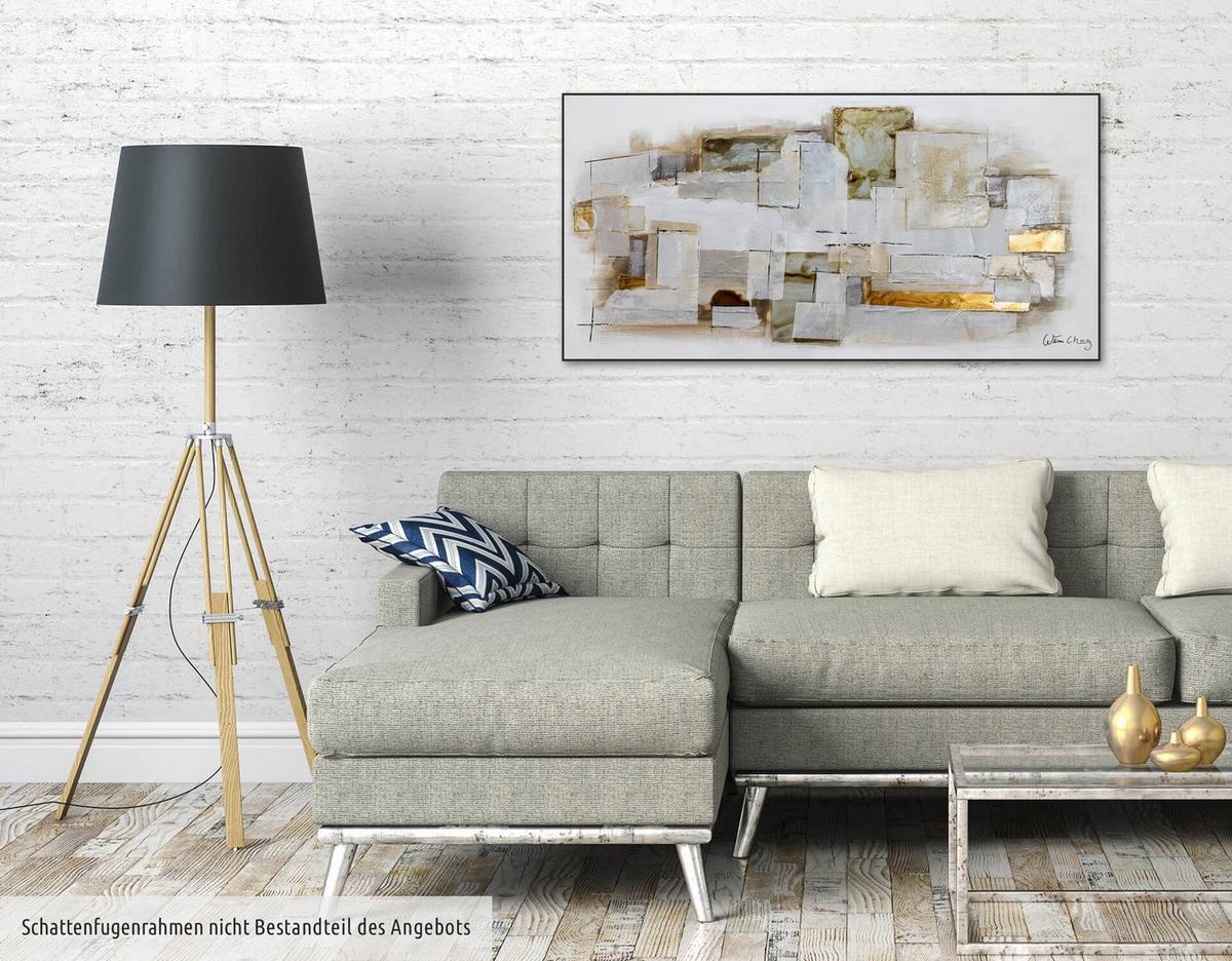 ACRYLBILD HANDGEMALT 120/60 cm - Weiß/Braun, Holz/Textil (120/60cm) - KUNSTLOFT