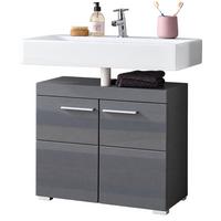 WASCHBECKENUNTERSCHRANK grau Hochglanz 60 x 56 cm, Badschrank 2-türig - Grau, Holzwerkstoff/Kunststoff (60/56/34cm) - Top.Furn