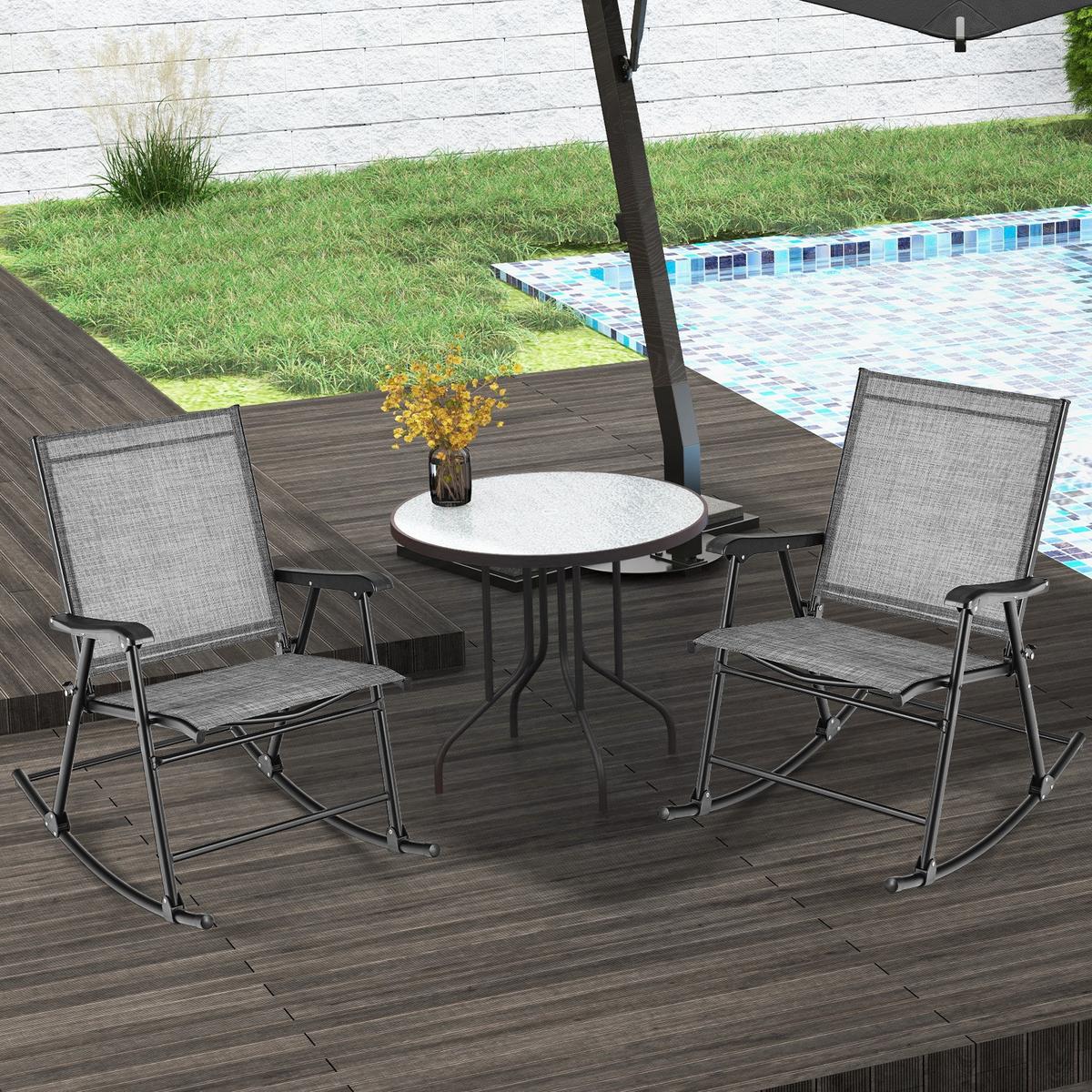 KLAPPSTÜHLE Braun (2er-Set) - Braun, Metall (82/91/64cm) - COSTWAY