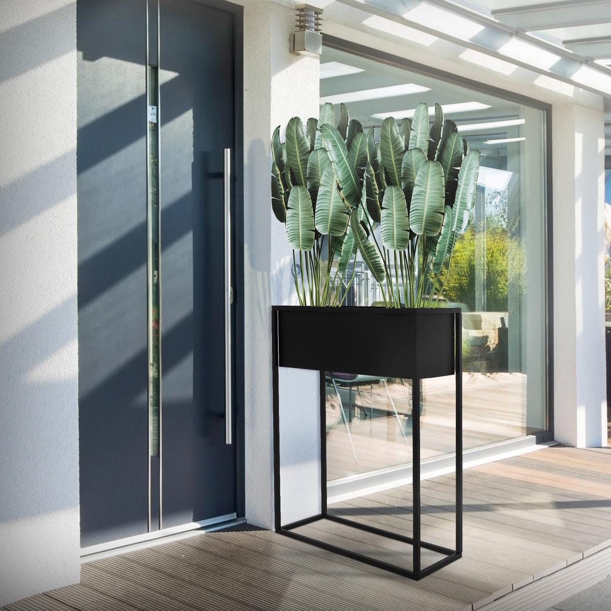 BLUMENSTÄNDER 60x25x78 cm rechteckig Schwarz aus Metall - Schwarz, Metall (60/25/78cm) - ML-DESIGN