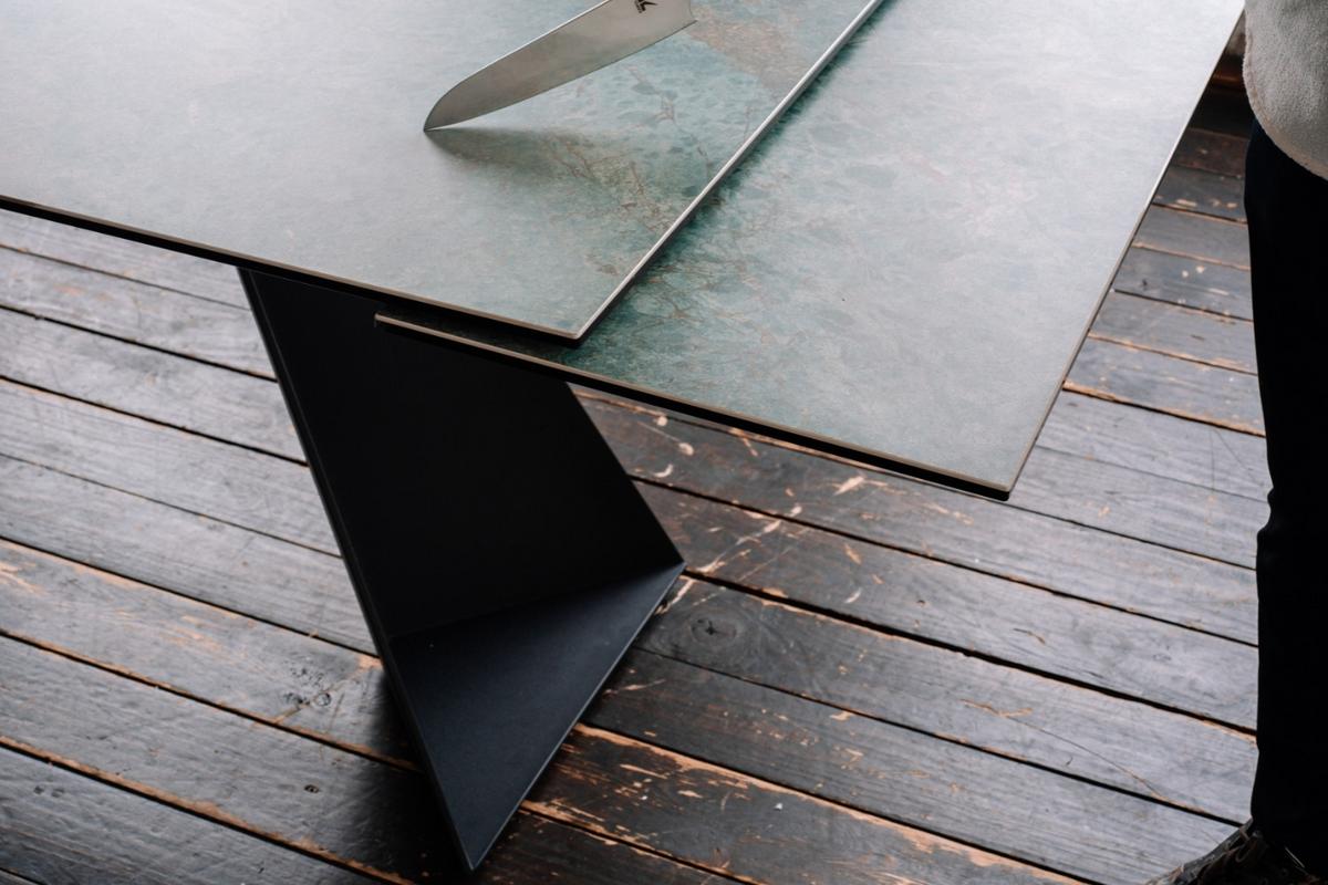 ESSTISCH LODI Grün Glas - Schwarz/Grün, Glas/Metall (100/200/76cm) - KAWOLA