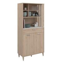 BUFFET Küche Eiche, grau 84 cm Buffetschrank mit viel Stauraum - Eichefarben/Grau, Holzwerkstoff (84/182/41cm) - Parisot Meuble