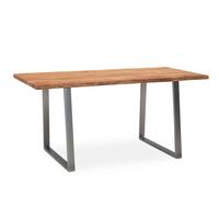 ESSTISCH Massivholz Baumkante Metallgestell Handgefertigt TARN, Goldbraun-Chrom 140x80x76 cm - Chromfarben/Braun, Holz/Metall (80/140/76cm) - KADIMA DESIGN