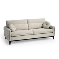SOFA 2-SITZER Belweder, 220 cm, Beige, Bouclé-Stoff - Sandfarben/Wengefarben, Holz/Textil (218/95/94cm) - Beautysofa