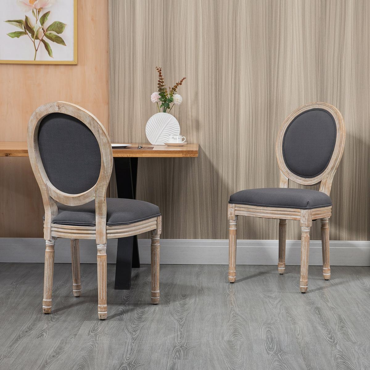 ESSZIMMERSTUHL 2er Set Schaumstoff Gummiholz Grau Natur - Naturfarben/Grau, Holz/Textil (56/96/49cm) - HOMCOM