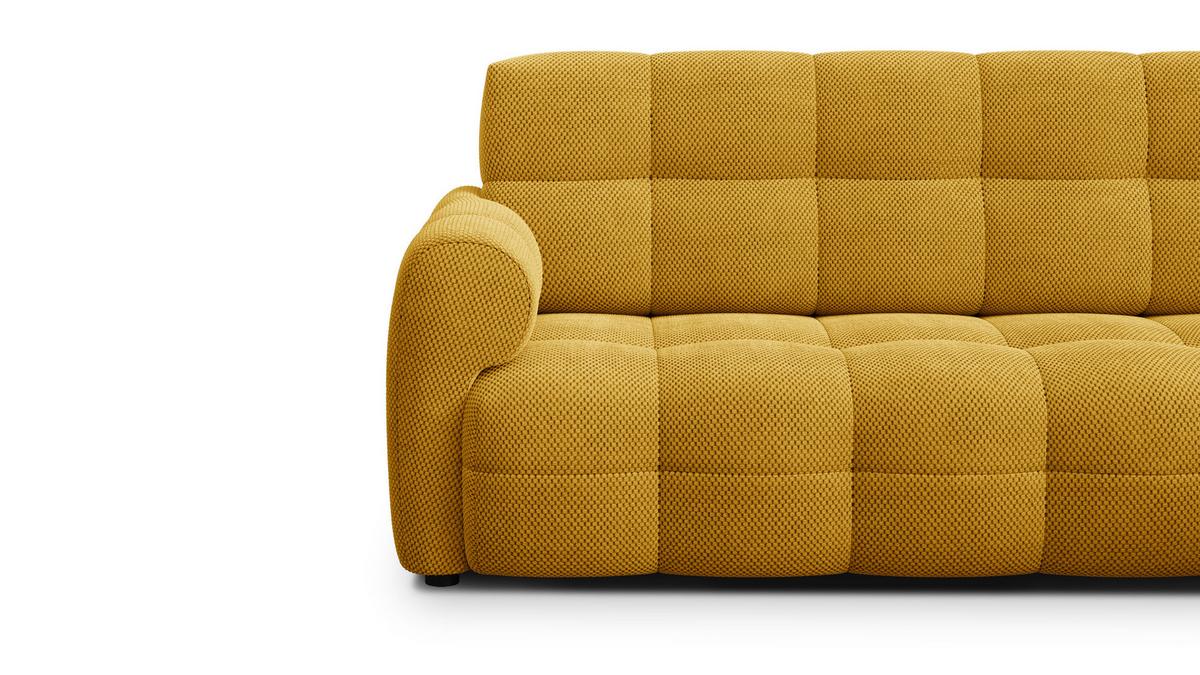 ECKSOFA MELLOW 4-Sitzer, safran - Gelb/Schwarz, Holz/Textil (262/156cm) - Wozimo