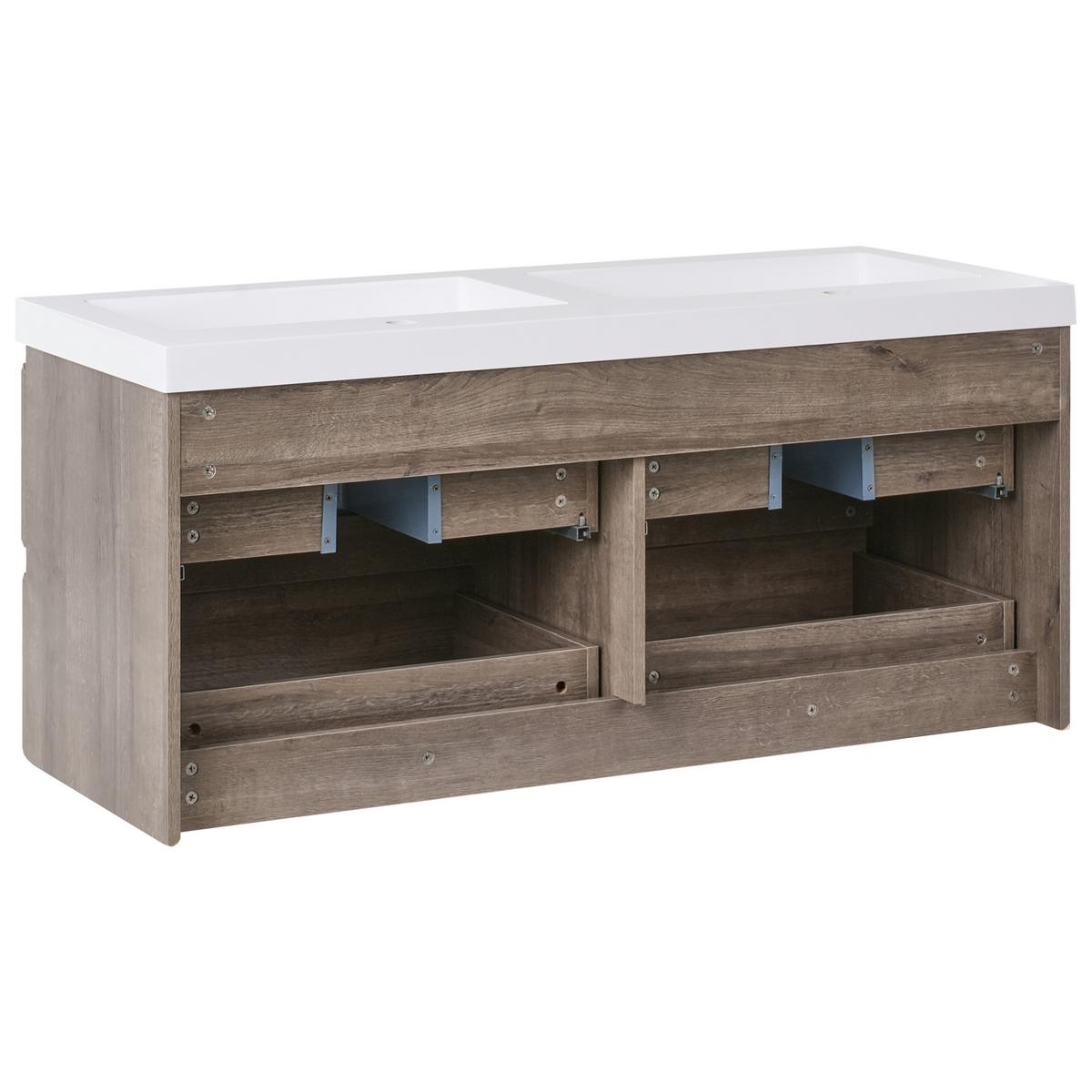 WASCHBECKENUNTERSCHRANK wandmontiertk mit Doppelwaschbecken Taupe Viedma - Taupe, Holzwerkstoff (120/52/46cm) - Beliani