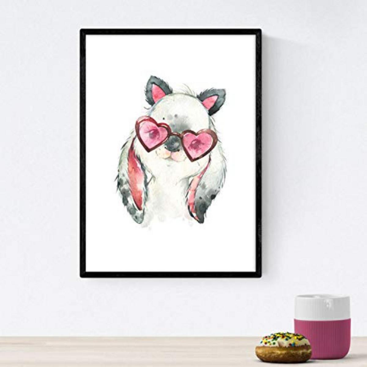 POSTER Set mit 4 Kuh und Kaninchen A3 Rahmenlos - Klar, Papier (29.7/3cm) - Nacnic