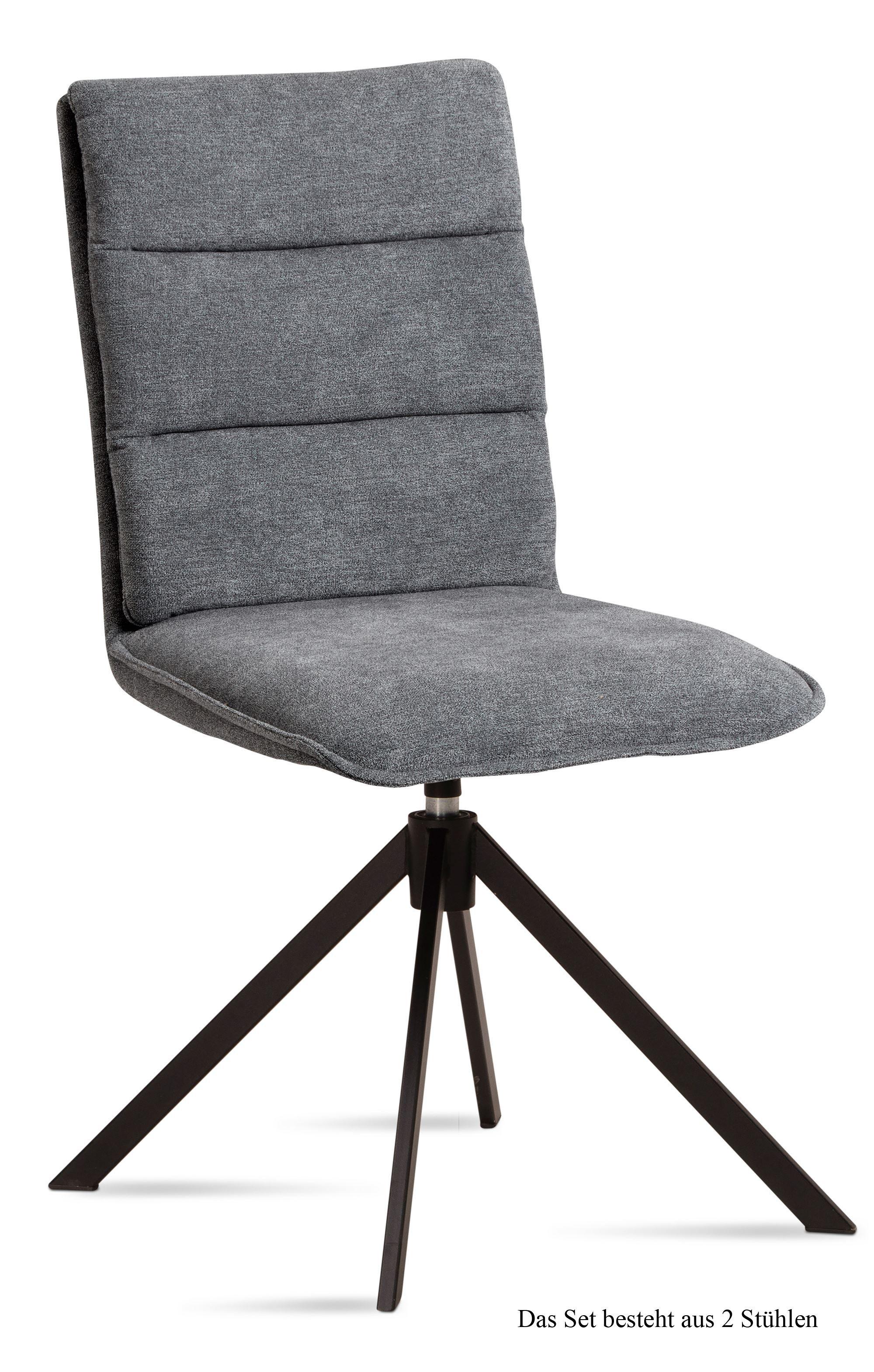 ESSZIMMERSTUHL drehbar (2er-Set) Dekava 47x92x60 Schwarz/Grau - Schwarz/Grau, Kunststoff (60/92/47cm) - 58aufmkessel