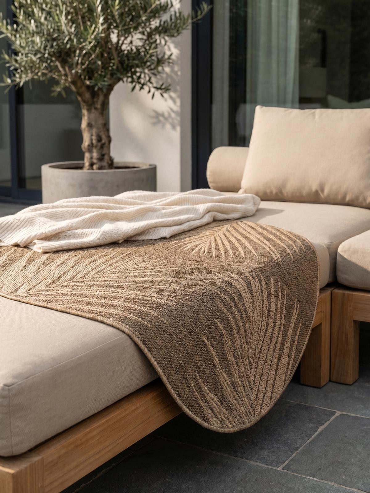 TEPPICH Outdoor ARLBERG in Braun, in Jute-Optik, Ø 200 cm - Braun, Textil (200/200cm) - KADIMA DESIGN