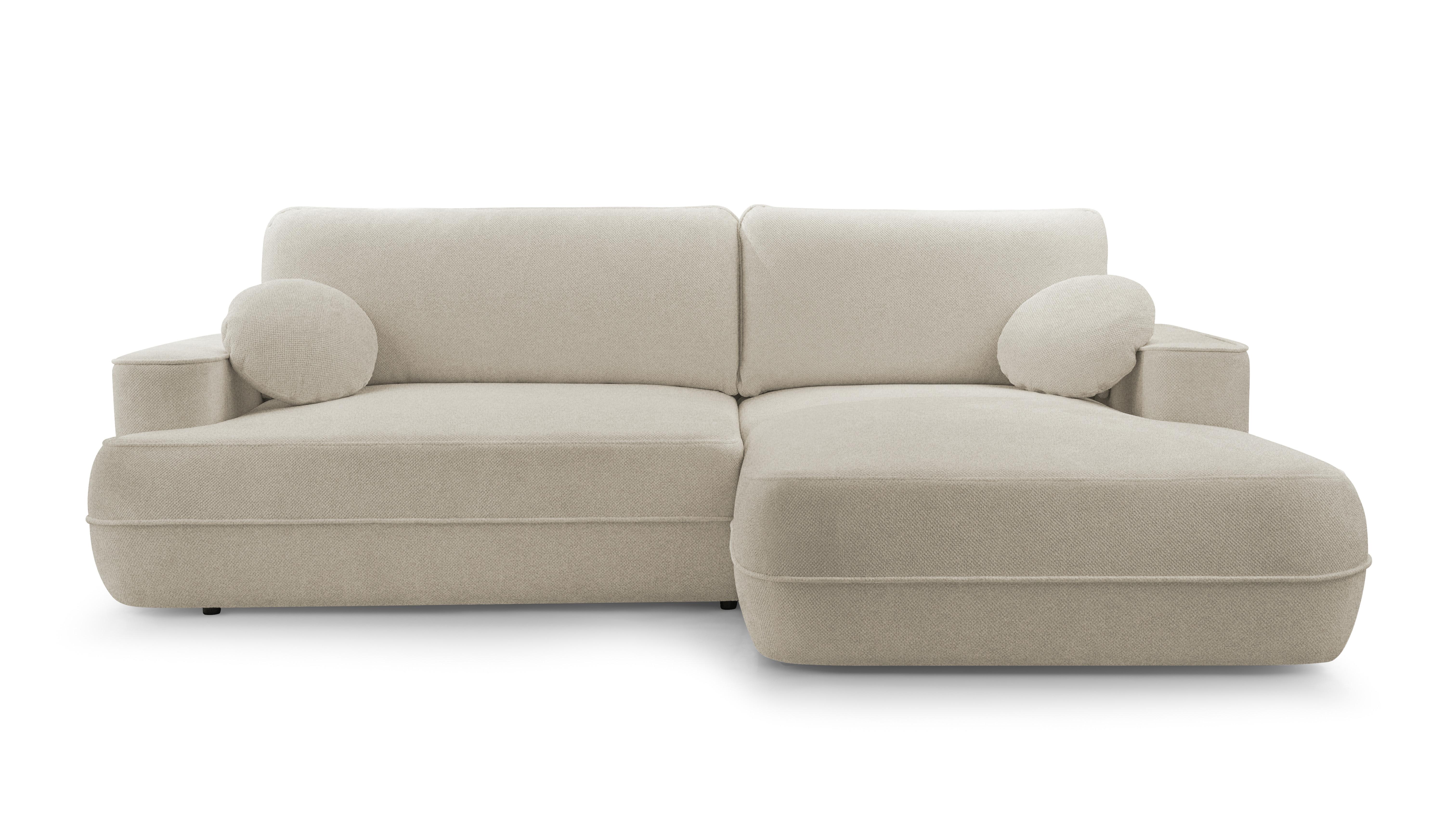 ECKCOUCH L Form Peoni Beige 267/168/87 cm mit Schlaffunktion R - Beige/Schwarz, Kunststoff/Textil (267/168cm) - AX Living